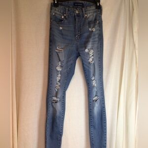 Aeropostale | Super High Rise Jegging Blue Distressed Jeans Denim | 8 Regular